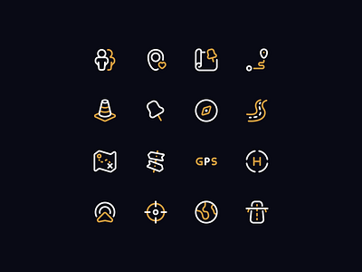 Map, Location Icons - Duoline style design direction earth gps icon icon pack icon set iconography icons journey location map navigation neaticons persons pin road ui ui ux user interface