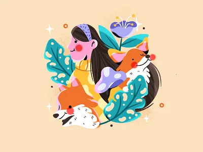 Farm girl 🩵 2d animal art animal drawing animal illustration art direction character design character illustration commercial cute illustration flat art flat drawing flat illustration flower illustration fox illustration foxes foxy graphic design hand drawn illustration procreate