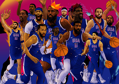 US Olympic Team alexander wells basketball digital editorial folioart illustration portraits sports