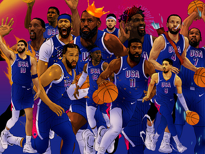 US Olympic Team alexander wells basketball digital editorial folioart illustration portraits sports