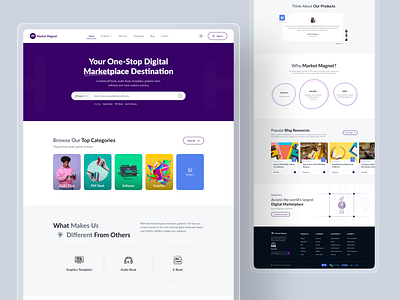 Digital Marketplace Website UI/UX audio book digital marketplace digital product digital product selling e commerce ecommerce graphics landing page online shopping pdf book product saas shopping app shopping cart software template ui ux web design website