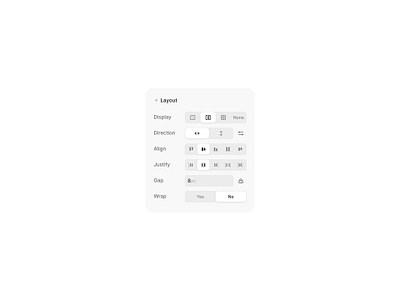 Layout settings builder controls inputs no code segmented control settings ui