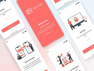 Fast Cash: Onboarding Design application onboarding creative digital payment e wallet financial financial application minimal mobile application mobile onboarding mobile wallet onboarding sign in sign up ui user experience user interface design