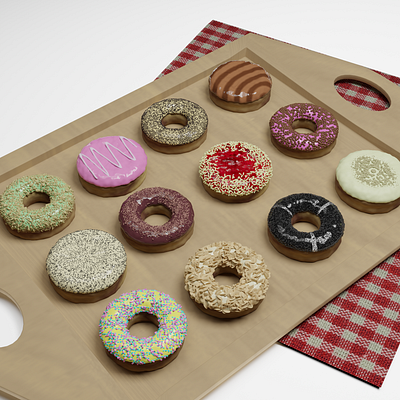 3D Donuts With a Variety of flavors digitaldesign