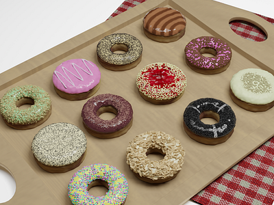 3D Donuts With a Variety of flavors digitaldesign