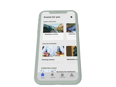 Event workshops and categories app events mobile ui uiux