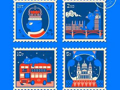 Bounty the Black Cat Takes London Illustration animals big ben black cat british cat illustration character design color colour cute illustration london london bus london landmarks parliament postage stamps royal mail st pauls cathedral tfl tourism united kingdom
