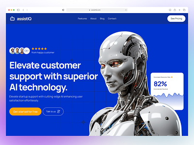 AI Customer Support Website ai figma landingpage productdesign ui uiux website