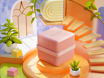 Kitsch Fantasy Room 3d 3d case 3d environment 3d plants 3d product 3d room 3d scene 3d soap 3d stairs 3droom animation soap