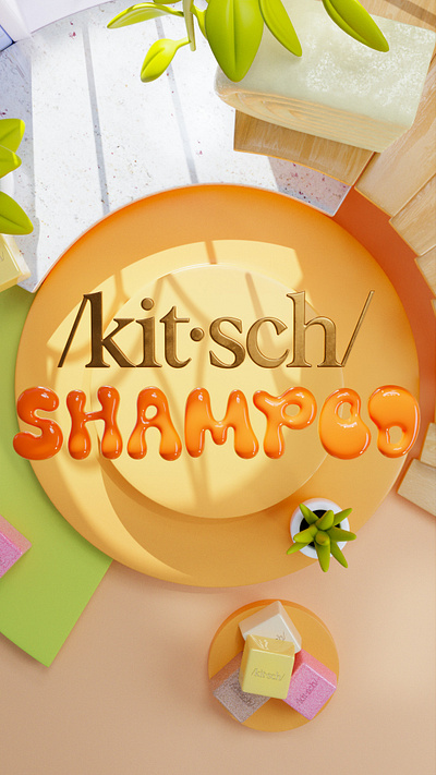 Kitsch Logo 3d art 3d branding 3d design 3d font 3d letterinf 3d logo 3d product 3d scene