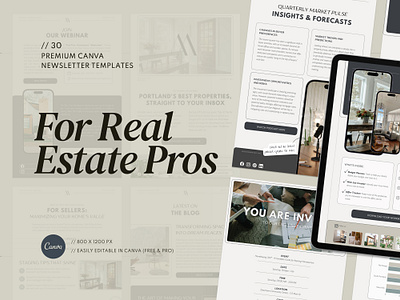 Real Estate Newsletter Template | Luxury canva design email design email marketing lead magnet lead magnet template luxury design mailchimp newsletter newsletter design newsletter template realtor agency branding visual identity