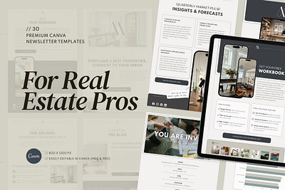 Real Estate Newsletter Template | Luxury canva design email design email marketing lead magnet lead magnet template luxury design mailchimp newsletter newsletter design newsletter template realtor agency branding visual identity