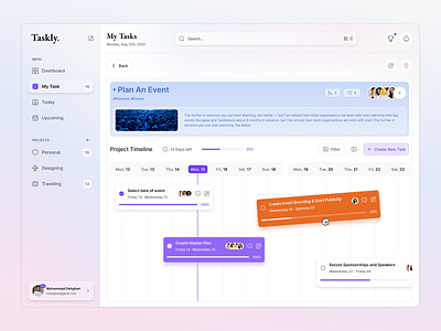 Taskly - Project Timeline Design crypto dashboard task manager todo todo list ui user interface visual desig wallet website