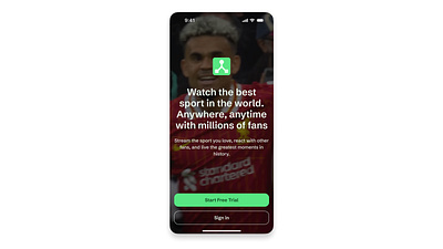 Intro screen ⚽️💚 app appdesign branding darkmode design figma futbol green haaland illustration ios liverpool logo luisdiaz messi ronaldo soccer tv ui ux