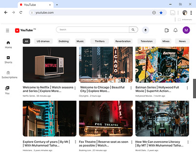 YouTube Desktop Home Page Design branding design desktop figma graphic design home page marketing social media post web design youtube