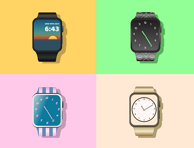 Watches apple art customer digital figma icons illustrated illustration marketing social media time ui watch watches