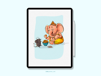 Lord Ganesha ✨ artistic rishi cute illustration design digital painting ganesh ji ganpati bappa morya graphic design illustration illustrator line drawing motion graphics procreate rishikesh malviya