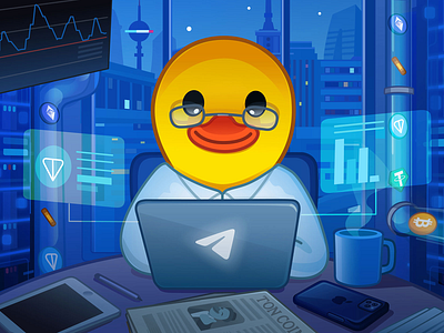 Illustration for the TON's bank card adobe animal animated animation duck emoji illustration stickers telegram ton