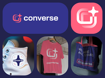 Converse Logo Redesign Concept apparel blockchain branding clothes crypto defi fashion fintech gradient identity logo saas shoes star tech token web3