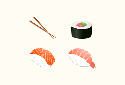 Sushi Icons branding design digital art education illustration figma fish food icon illustration logo salmon sushi sushi roll tuna ui