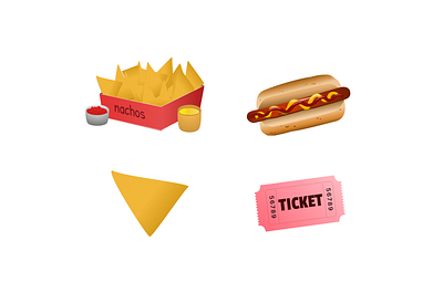 Cinema Snacks branding cinema education illustration educational art figma hot dog icons illustration logo marketing movie nachos ticket ui