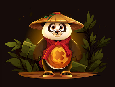 Panda game character 2d animal bamboo character cute game graphic design illustration kunfu onlinegame panda