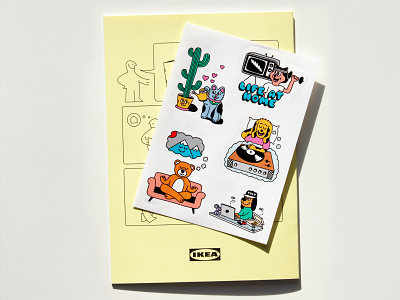 Ikea Sticker Sheet branding cartoon character design character illustration design digital illustration home ikea illustration logo sticker sticker sheet stickers