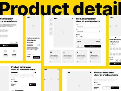 Product detail wireframe blocks block button desktop detail dropdown eshop feature mobile photo product resolution sale shop size ui ux web wireframe wireframes wireframing