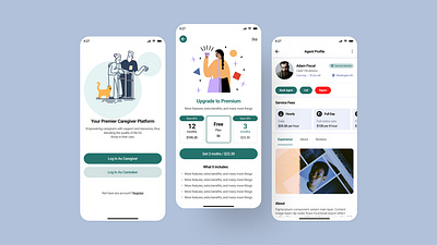 Caretaker App UI Design adobe xd aesthetic ui app design beautiful ui caretaker app caretaker app ui design clean ui desgn design design system figma healthcareapp minimal design mobile app ui ui ui design ui inspiration uiux uiux design