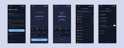 VPN app app design create account cyber security ios app mobile app product design vpn