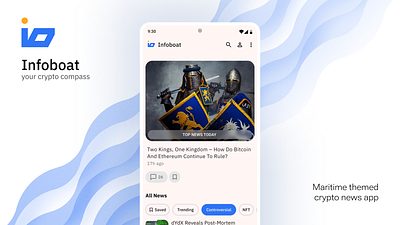 Infoboat: Crypto News App. Visual Identity with Fluid UI Design. android app boat branding crypto cryptocurrency design graphic design illustration logo maritime news news app ocean ui ui design ui ux ui ux design ux design ux ui