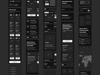 Dark mobile wireframe app appdesign black dark design designsystem digital figma interaction interface kit minimal mobile mobilewireframe ui userflow ux uxdesign wireframe wireframekit