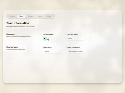 Settings - SaaS - Team dropdown graphic design noise saas settings shadow tabs team management ui