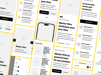 Master Wire Frame Kit card components daily design device feature figma flat flat design frame group header homepage kit mobile template wire wireframe wireframe kit wireframe template