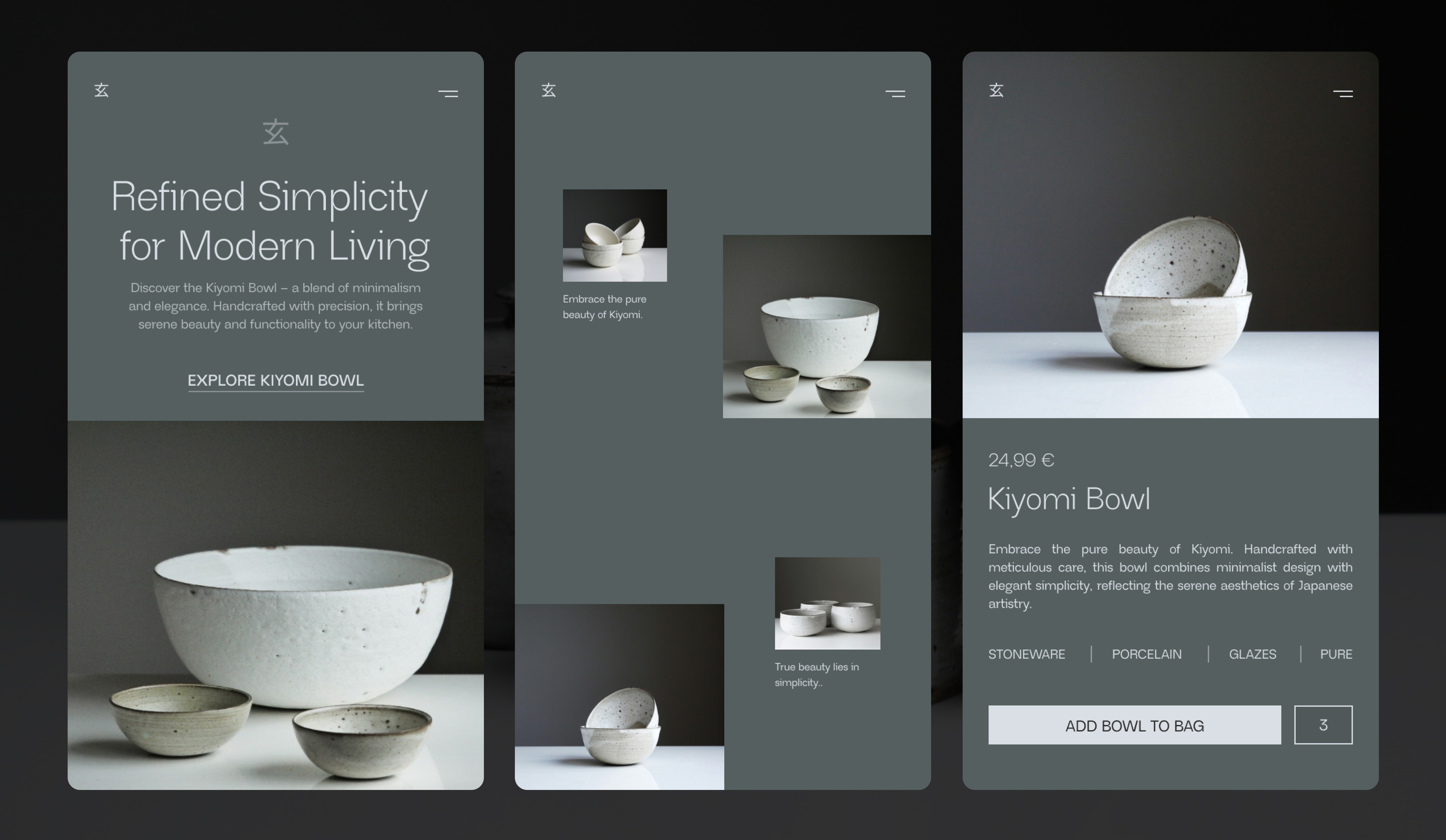 Mobile Webdesign/UI Pottery Concept clean concept design ecommerce golden canon grid minimal mobile pottery shop ui webdesign