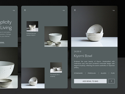 Mobile Webdesign/UI Pottery Concept clean concept design ecommerce golden canon grid minimal mobile pottery shop ui webdesign