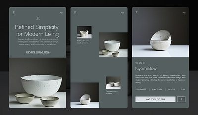 Mobile Webdesign/UI Pottery Concept clean concept design ecommerce golden canon grid minimal mobile pottery shop ui webdesign