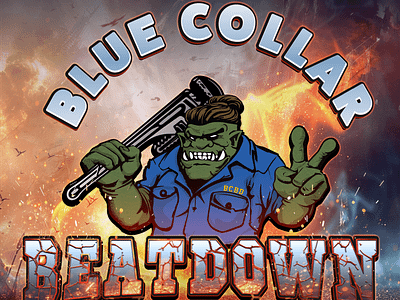 Illustrated logo/T-shirt design for Blue Collar BEATDOWN aesthetic artist artist for hire branding design designer for hire gaming goblin graphic design graphic designer graphic designer for hire illustrated logo illustrated logo design illustration logo logo design marketing orc