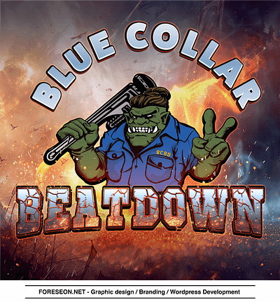 Illustrated logo/T-shirt design for Blue Collar BEATDOWN aesthetic artist artist for hire branding design designer for hire gaming goblin graphic design graphic designer graphic designer for hire illustrated logo illustrated logo design illustration logo logo design marketing orc