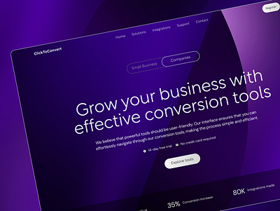 Business Software Saas Fintech Website UI Landing Page b2b business dark mode fintech homepage landing page landingpage purple saas software tech technology ui design web web design webdesign website websitedesign