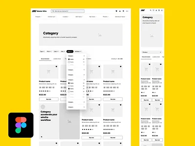 Responsive e-commerce product category figma wireframe business button category commerce design ecommerce eshop figma graphic graphic design landing motion graphics product redesign responsive responsive web shop ui ux wireframe