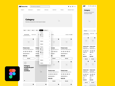 Responsive e-commerce product category figma wireframe business button category commerce design ecommerce eshop figma graphic graphic design landing motion graphics product redesign responsive responsive web shop ui ux wireframe