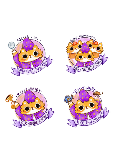 Stickers! 🐱 art cat graphic design logo designs procreate purple stickers