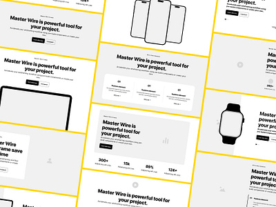 Hero web page section wireframe kit block dark device download flat header hero kit light mobile page section tablet template theme ui ux watch web wireframe