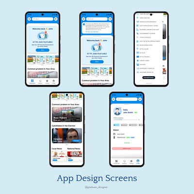 EMS App Design app appdesign branding design graphic design home screen designs illustration mobile app design profile screen design side menubar design ui uiux design