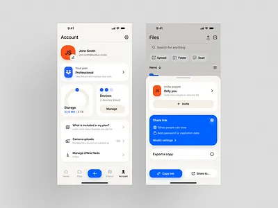 Dropbox App - Concept Redesign app app concept design app design app redesign blue branding clean concept design design dropbox minimal minimalist mobile app mobile app design redesign ui ux