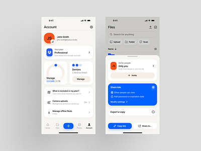 Dropbox App - Concept Redesign app app concept design app design app redesign blue branding clean concept design design dropbox minimal minimalist mobile app mobile app design redesign ui ux