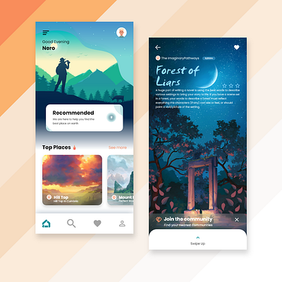 Concept Hiking App (2020) hiking hiking app hiking guide ui ui design ui hiking app