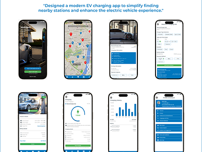 EV Charging App appdesign cleanenergy ecofriendly ev evcharging mobileapp technology ui ux uxdesign