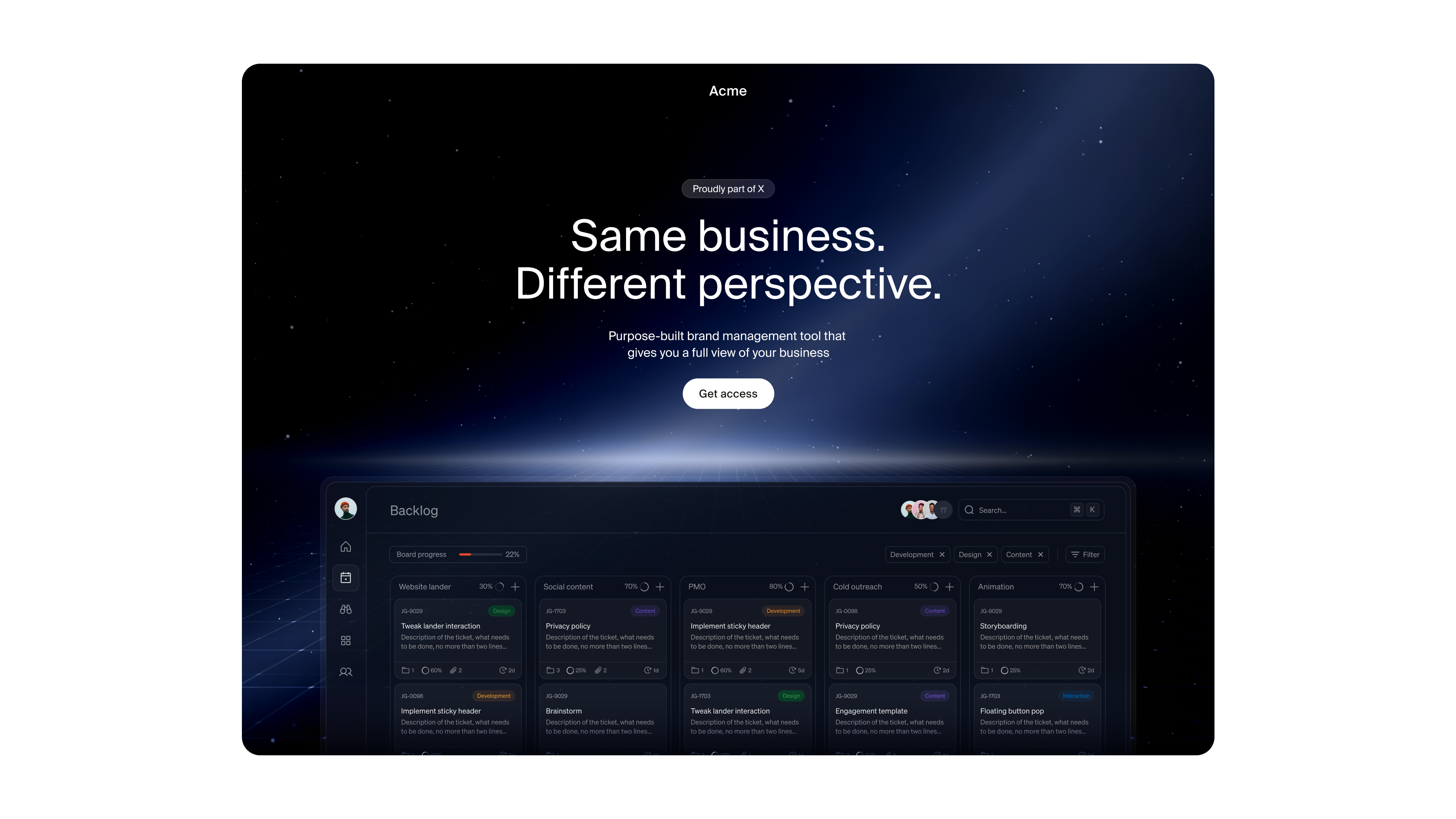 SaaS landing page concept bold branding design digital futuristic landing page minimal saas space typography ui website